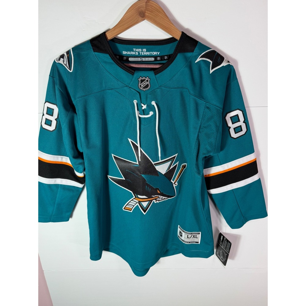 NHL San Jose Sharks Brent Burns #88 Fanatics Jersey Teal Kids L/XL NEW - Picture 2 of 6